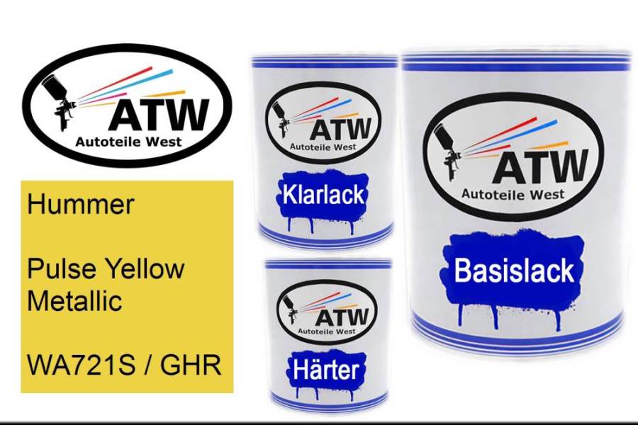 Hummer, Pulse Yellow Metallic, WA721S / GHR: 1L Lackdose + 1L Klarlack + 500ml Härter - Set, von ATW Autoteile West.